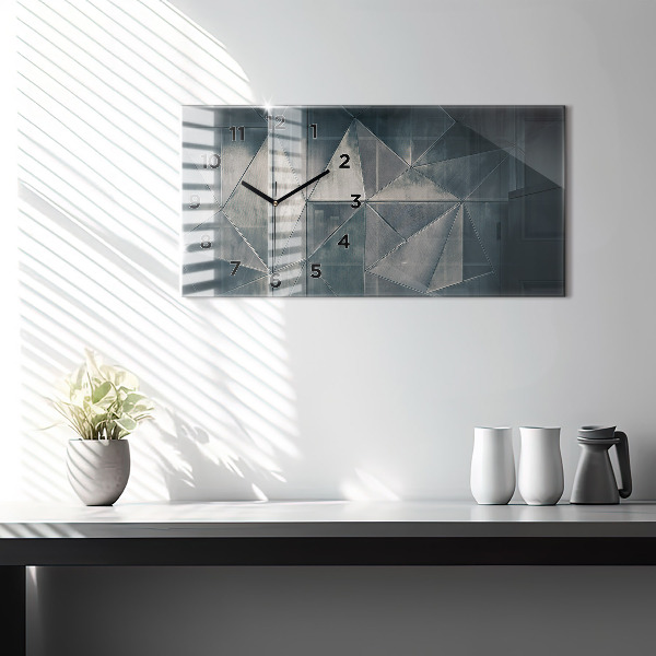 Glass wall clock rectangular Metal abstract triangles