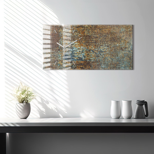 Glass wall clock rectangular Old Metal Texture