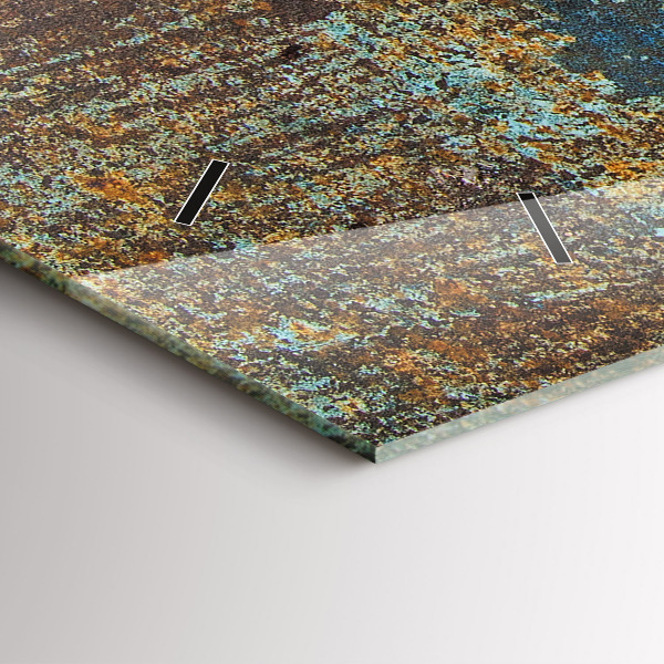 Glass wall clock rectangular Old Metal Texture