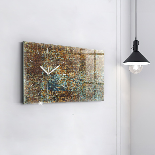 Glass wall clock rectangular Old Metal Texture