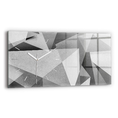 Glass wall clock rectangular Gray Geometric Abstraction
