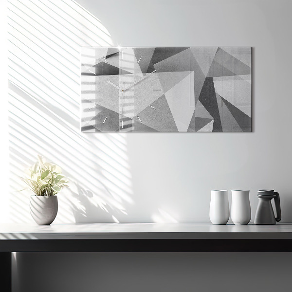 Glass wall clock rectangular Gray Geometric Abstraction