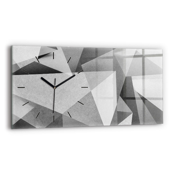 Glass wall clock rectangular Gray Geometric Abstraction