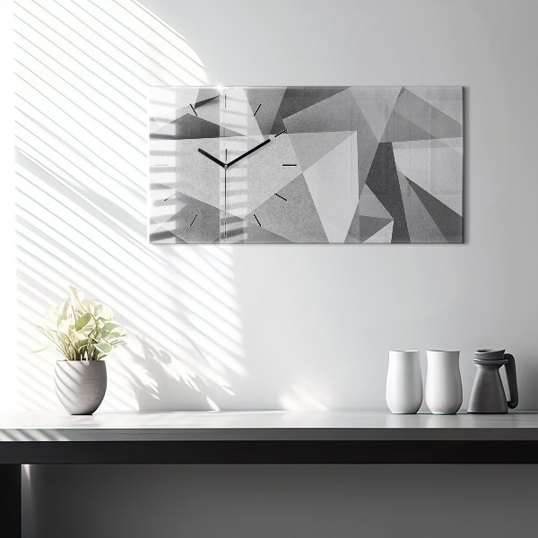 Glass wall clock rectangular Gray Geometric Abstraction
