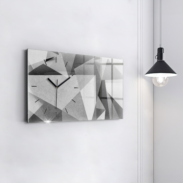 Glass wall clock rectangular Gray Geometric Abstraction