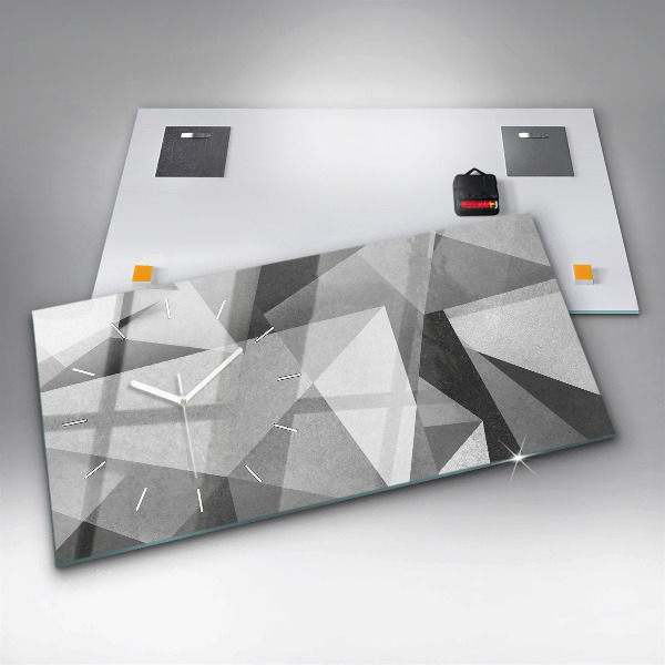 Glass wall clock rectangular Gray Geometric Abstraction