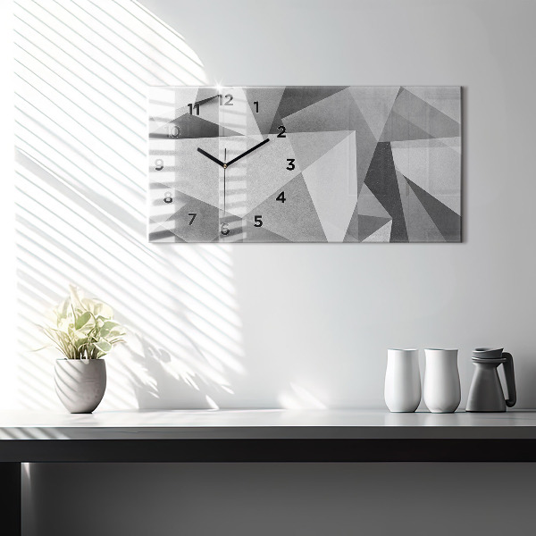 Glass wall clock rectangular Gray Geometric Abstraction