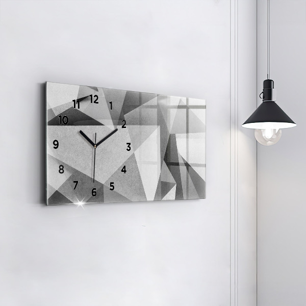 Glass wall clock rectangular Gray Geometric Abstraction