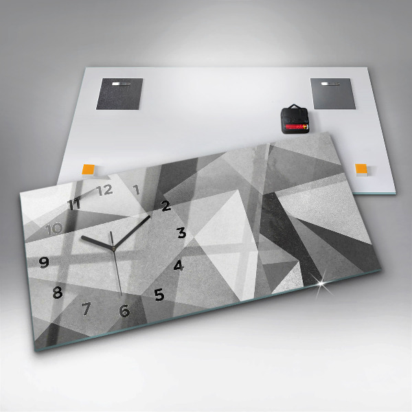 Glass wall clock rectangular Gray Geometric Abstraction