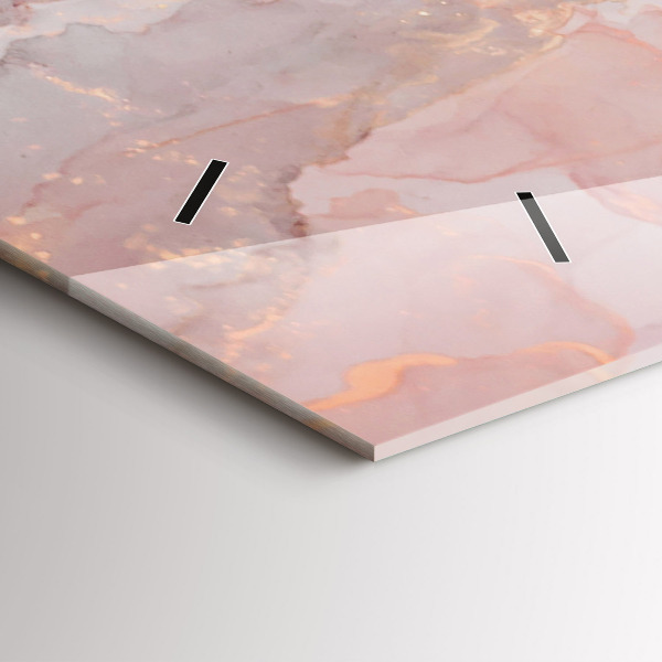 Glass wall clock rectangular Marble texture