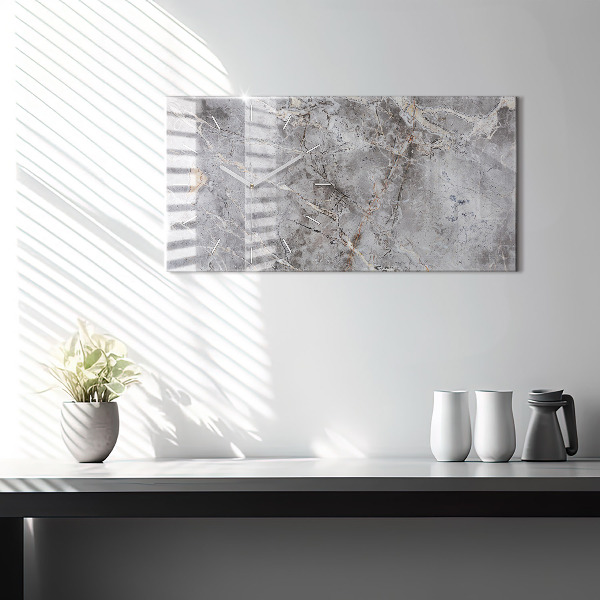 Glass wall clock rectangular Gray Granite Marble Stone