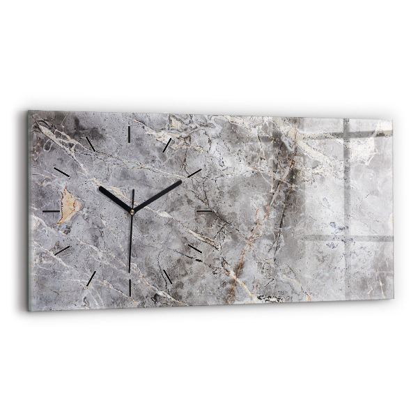 Glass wall clock rectangular Gray Granite Marble Stone