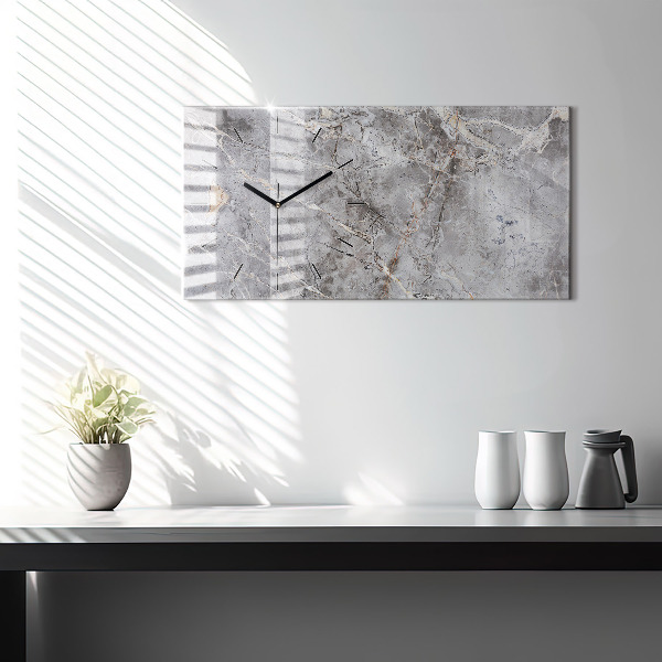 Glass wall clock rectangular Gray Granite Marble Stone