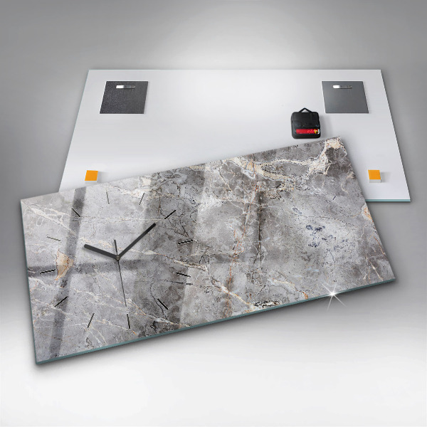 Glass wall clock rectangular Gray Granite Marble Stone