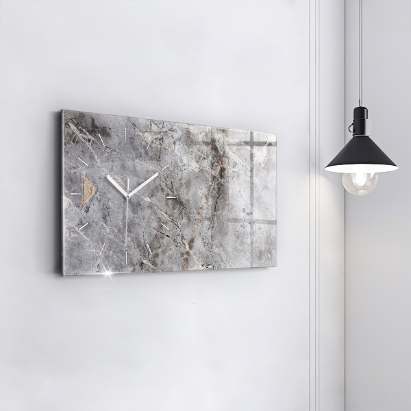 Glass wall clock rectangular Gray Granite Marble Stone