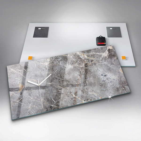 Glass wall clock rectangular Gray Granite Marble Stone