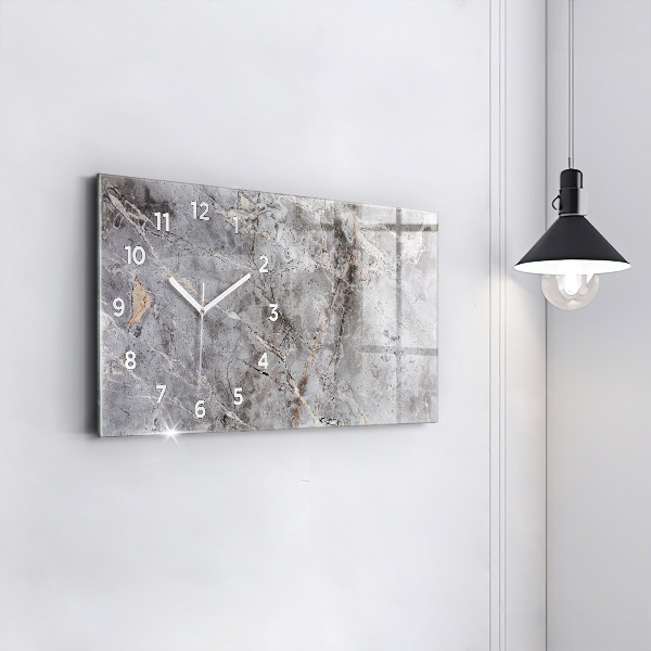 Glass wall clock rectangular Gray Granite Marble Stone