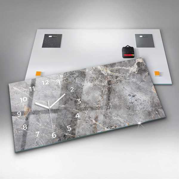 Glass wall clock rectangular Gray Granite Marble Stone