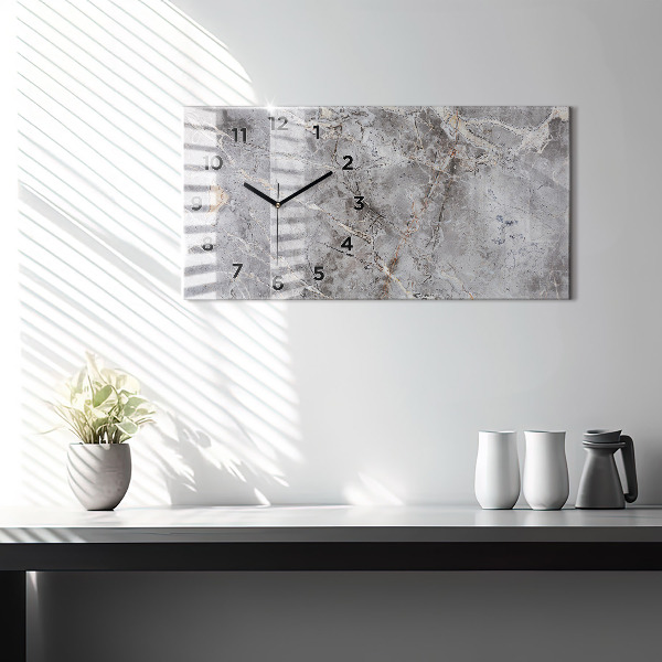 Glass wall clock rectangular Gray Granite Marble Stone