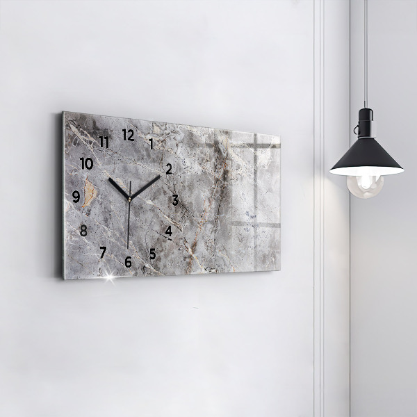 Glass wall clock rectangular Gray Granite Marble Stone