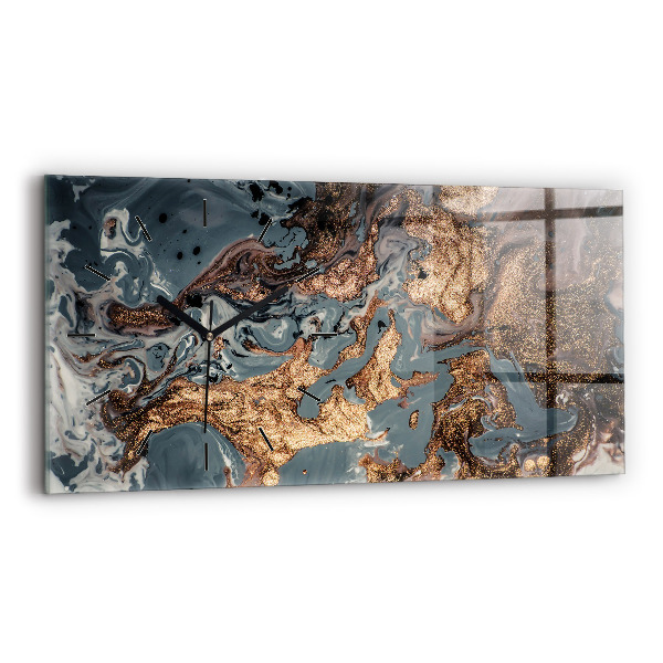 Glass wall clock rectangular Marble Art Abstract