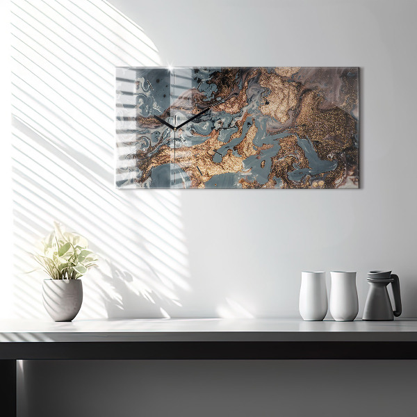 Glass wall clock rectangular Marble Art Abstract