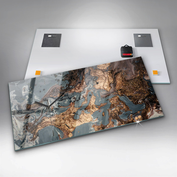 Glass wall clock rectangular Marble Art Abstract