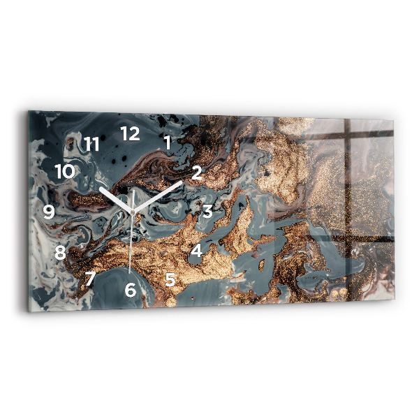 Glass wall clock rectangular Marble Art Abstract