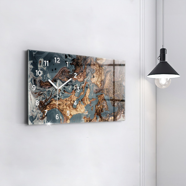 Glass wall clock rectangular Marble Art Abstract
