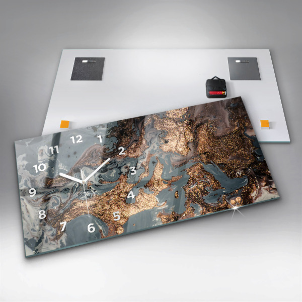 Glass wall clock rectangular Marble Art Abstract
