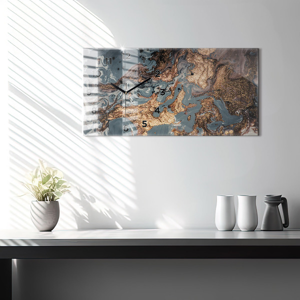 Glass wall clock rectangular Marble Art Abstract