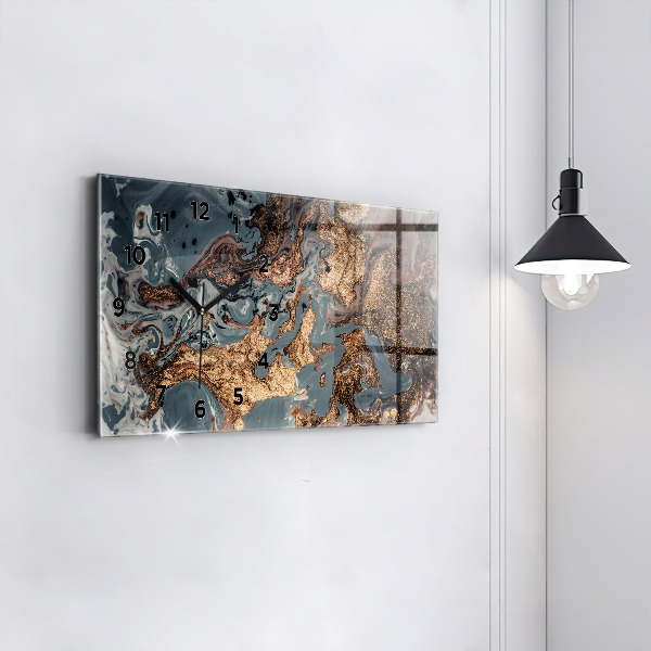 Glass wall clock rectangular Marble Art Abstract