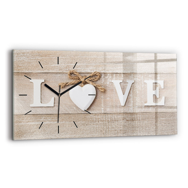 Glass wall clock rectangular The inscription love