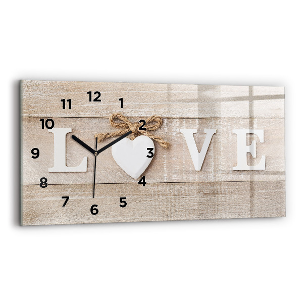 Glass wall clock rectangular The inscription love