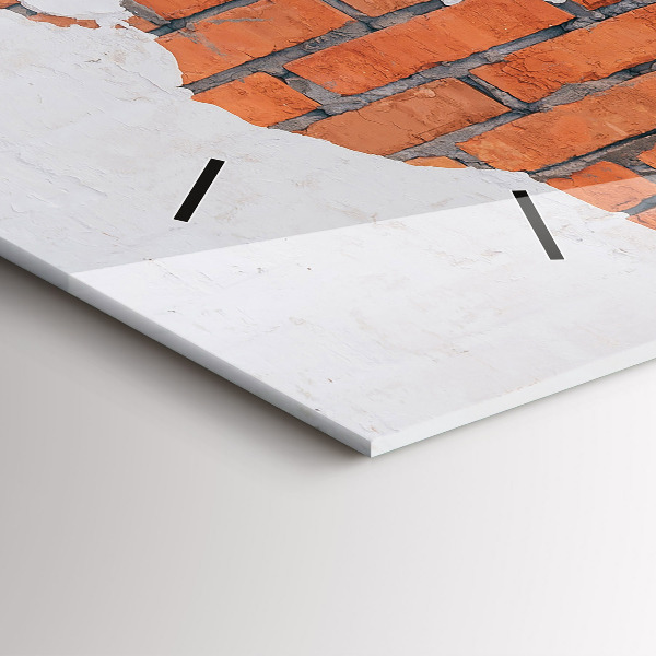 Glass wall clock rectangular Brick world map