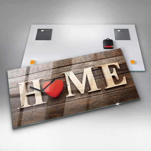 Glass wall clock rectangular The inscription house
