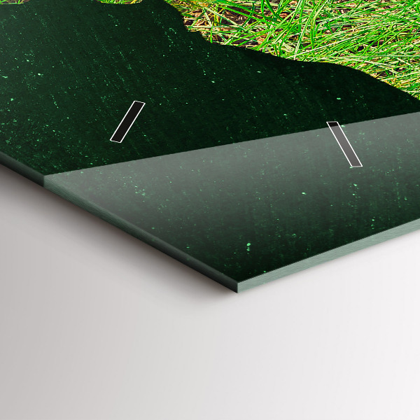 Glass wall clock rectangular Grass world map