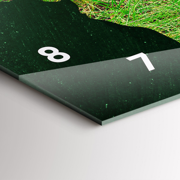 Glass wall clock rectangular Grass world map