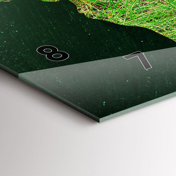 Glass wall clock rectangular Grass world map