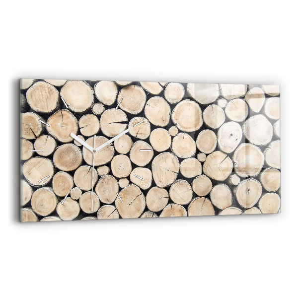 Glass wall clock rectangular Tree stumps cut down