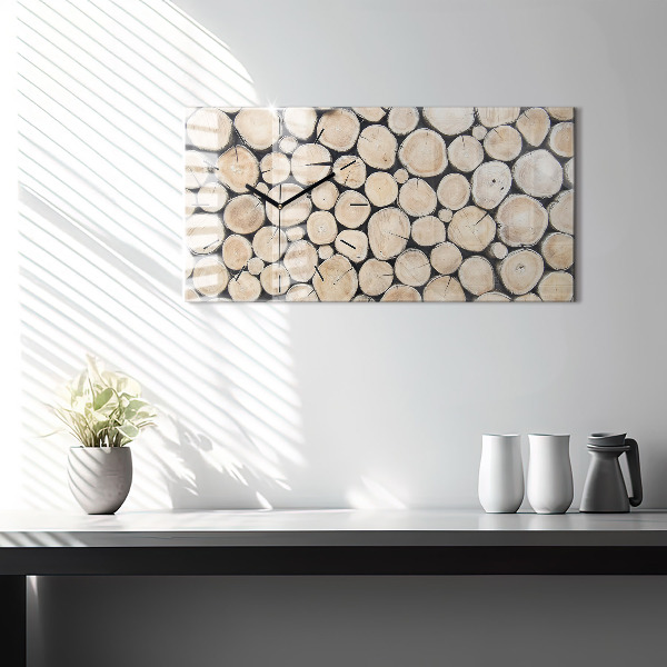 Glass wall clock rectangular Tree stumps cut down
