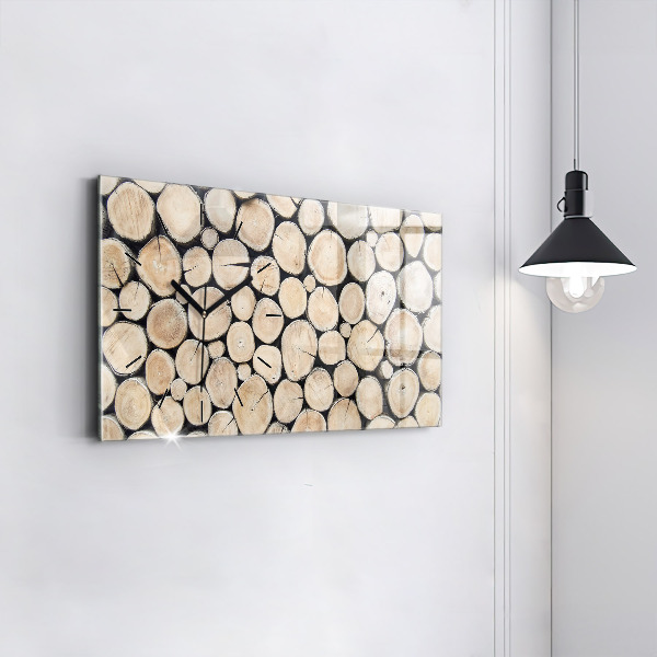 Glass wall clock rectangular Tree stumps cut down