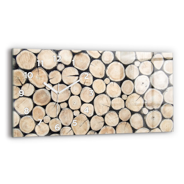 Glass wall clock rectangular Tree stumps cut down
