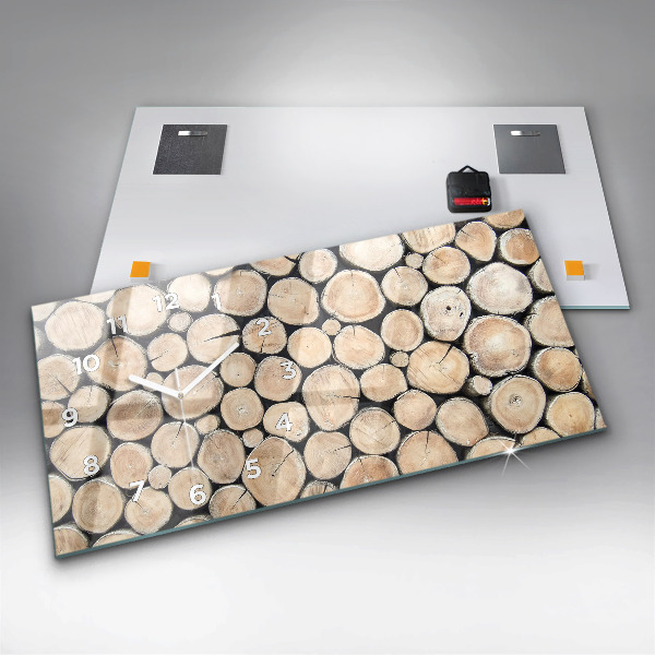 Glass wall clock rectangular Tree stumps cut down