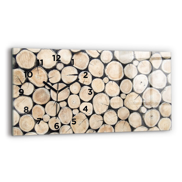 Glass wall clock rectangular Tree stumps cut down
