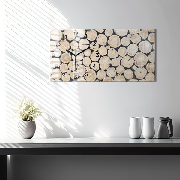 Glass wall clock rectangular Tree stumps cut down