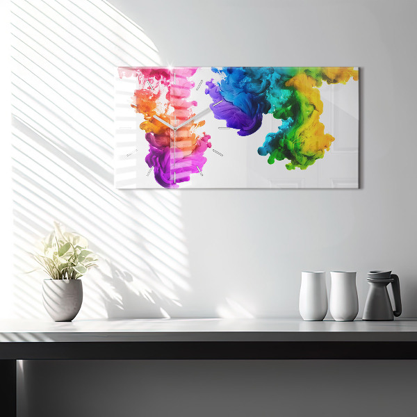 Glass wall clock rectangular Rainbow of colors