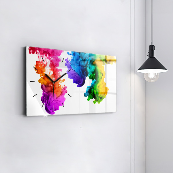 Glass wall clock rectangular Rainbow of colors