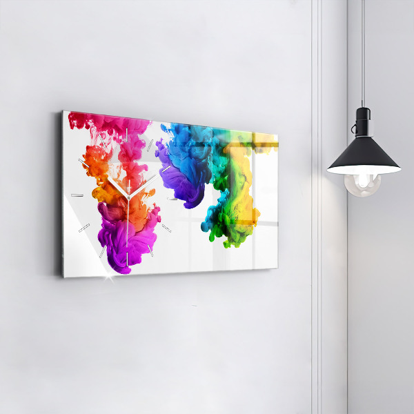 Glass wall clock rectangular Rainbow of colors