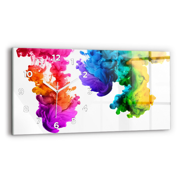 Glass wall clock rectangular Rainbow of colors